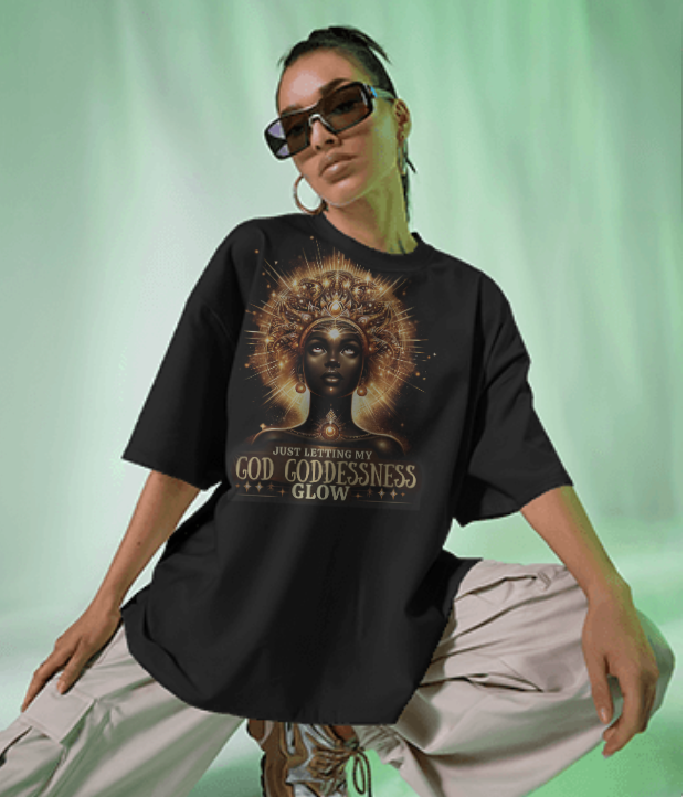 "Just Letting My GOD GODDESSNESS GLOW" NUBIAN TEE | SHIRTEE