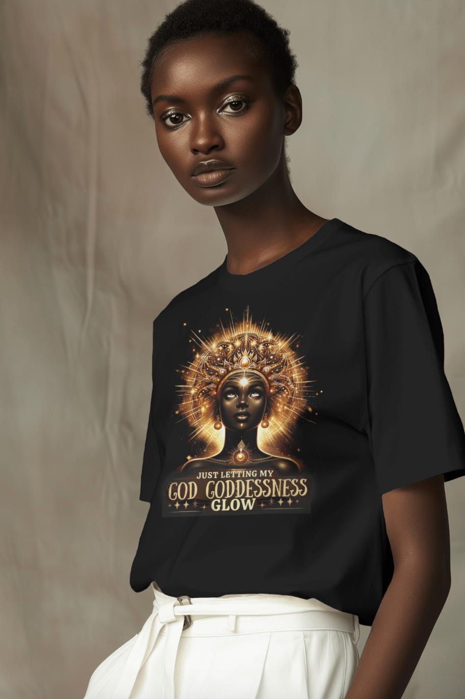 "Just Letting My GOD GODDESSNESS GLOW" NUBIAN TEE | SHIRTEE