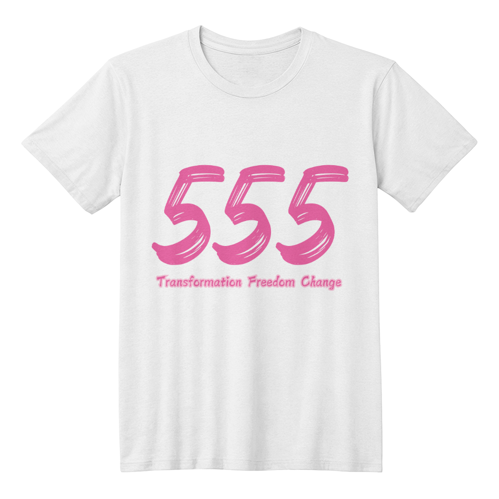 Embrace Change with the Bold 555 Angel Number T-Shirt – Manifest Your Transformation | PINK Shirtee Women