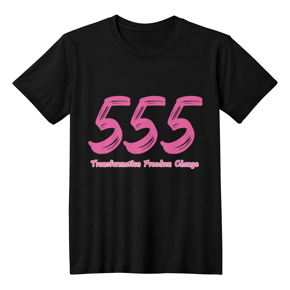 Embrace Change with the Bold 555 Angel Number T-Shirt – Manifest Your Transformation | PINK Shirtee Women