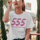 Embrace Change with the Bold 555 Angel Number T-Shirt – Manifest Your Transformation | PINK Shirtee Women