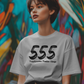 Embrace Change with the Bold 555 Angel Number T-Shirt – Manifest Your Transformation | White Shirtee UNISEX