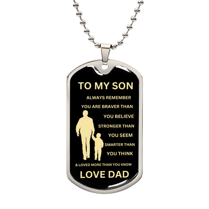 TO MY SON Love DAD  DOG\MILITARY TAG\NECKLACE