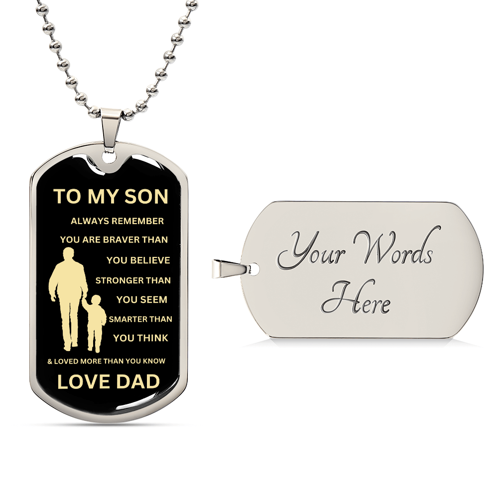 TO MY SON Love DAD  DOG\MILITARY TAG\NECKLACE