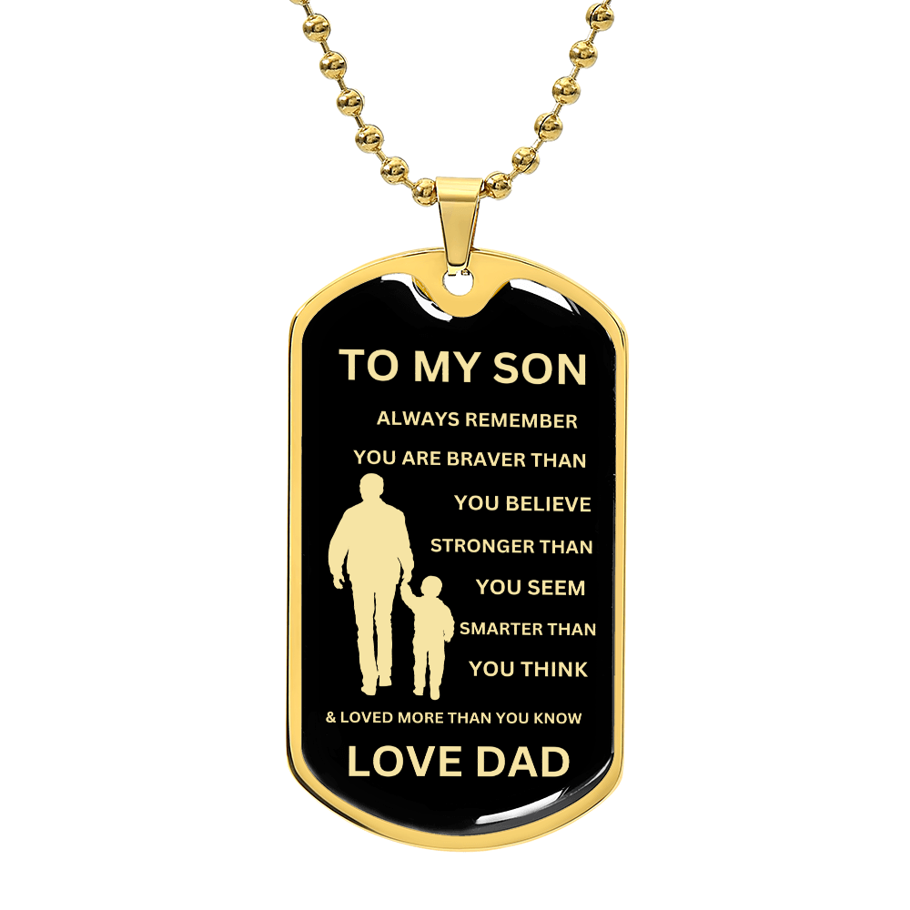 TO MY SON Love DAD  DOG\MILITARY TAG\NECKLACE