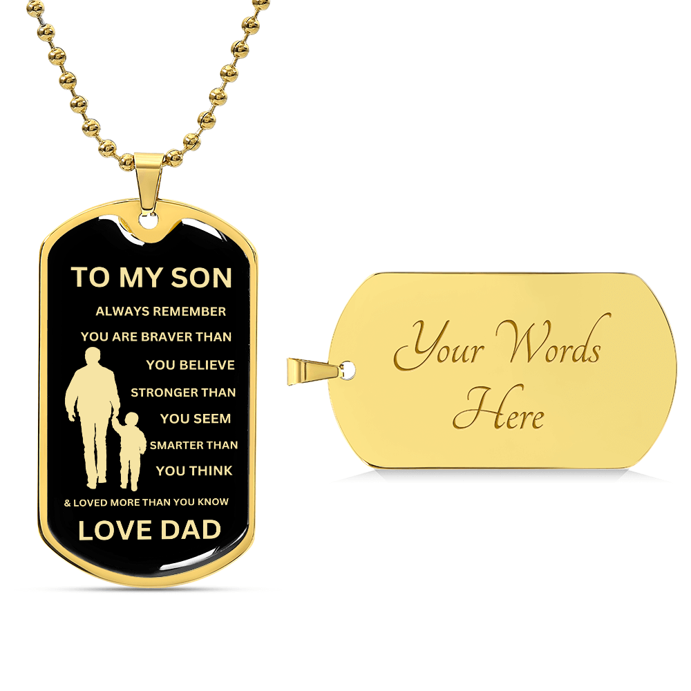 TO MY SON Love DAD  DOG\MILITARY TAG\NECKLACE