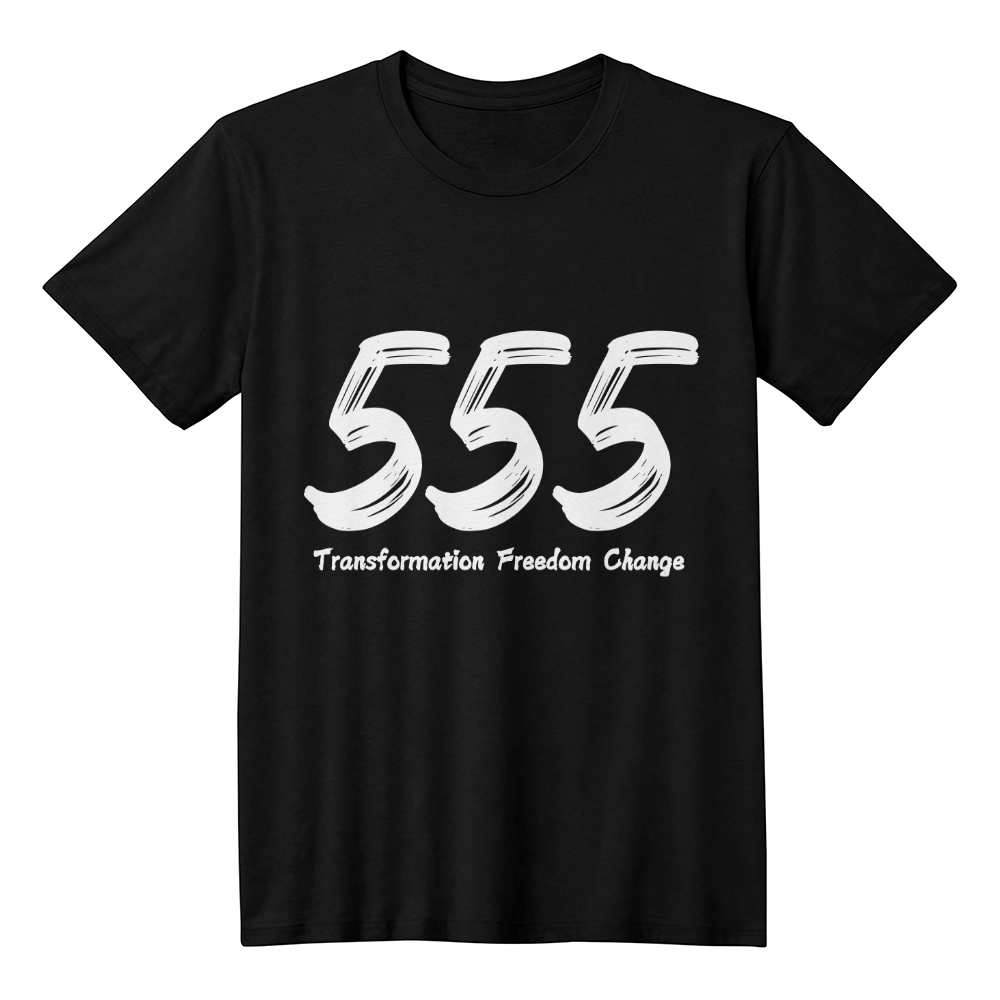 Embrace Change with the Bold 555 Angel Number T-Shirt – Manifest Your Transformation! | Black Shirtee UNISEX